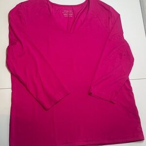 Chico's Ultimate Tee 3/4 Sleeve Pink V-Neck Blouse Size 12-14 Chico’s 2